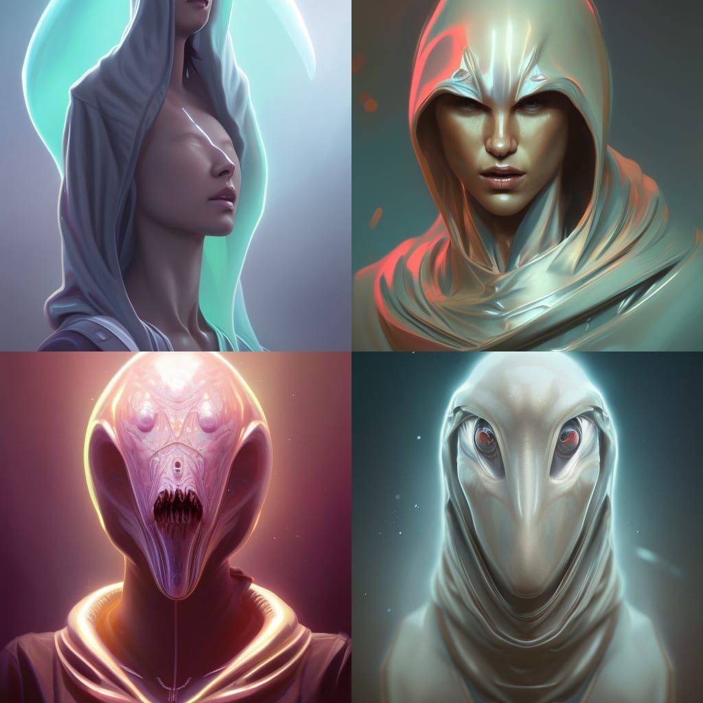 Hooded alien creature