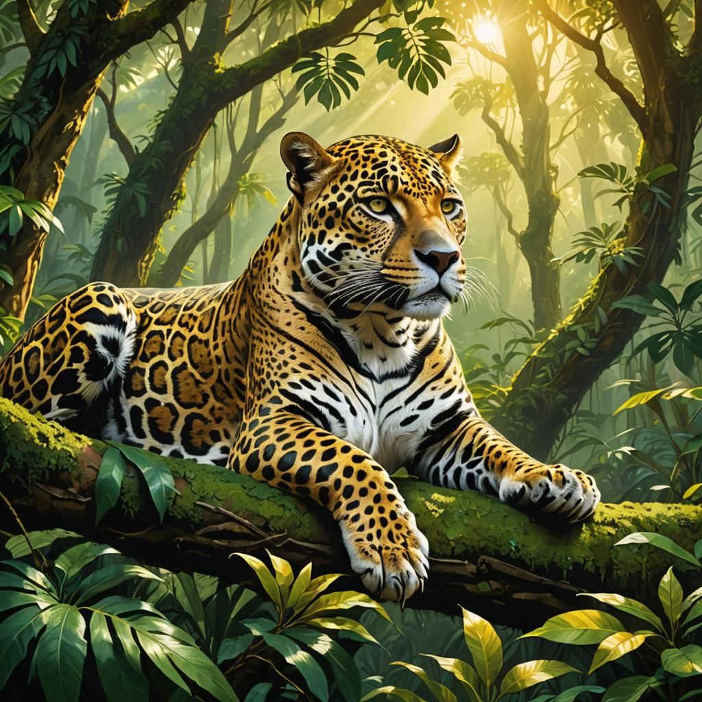 First Light: Jaguar and Rainforest  by @3LY