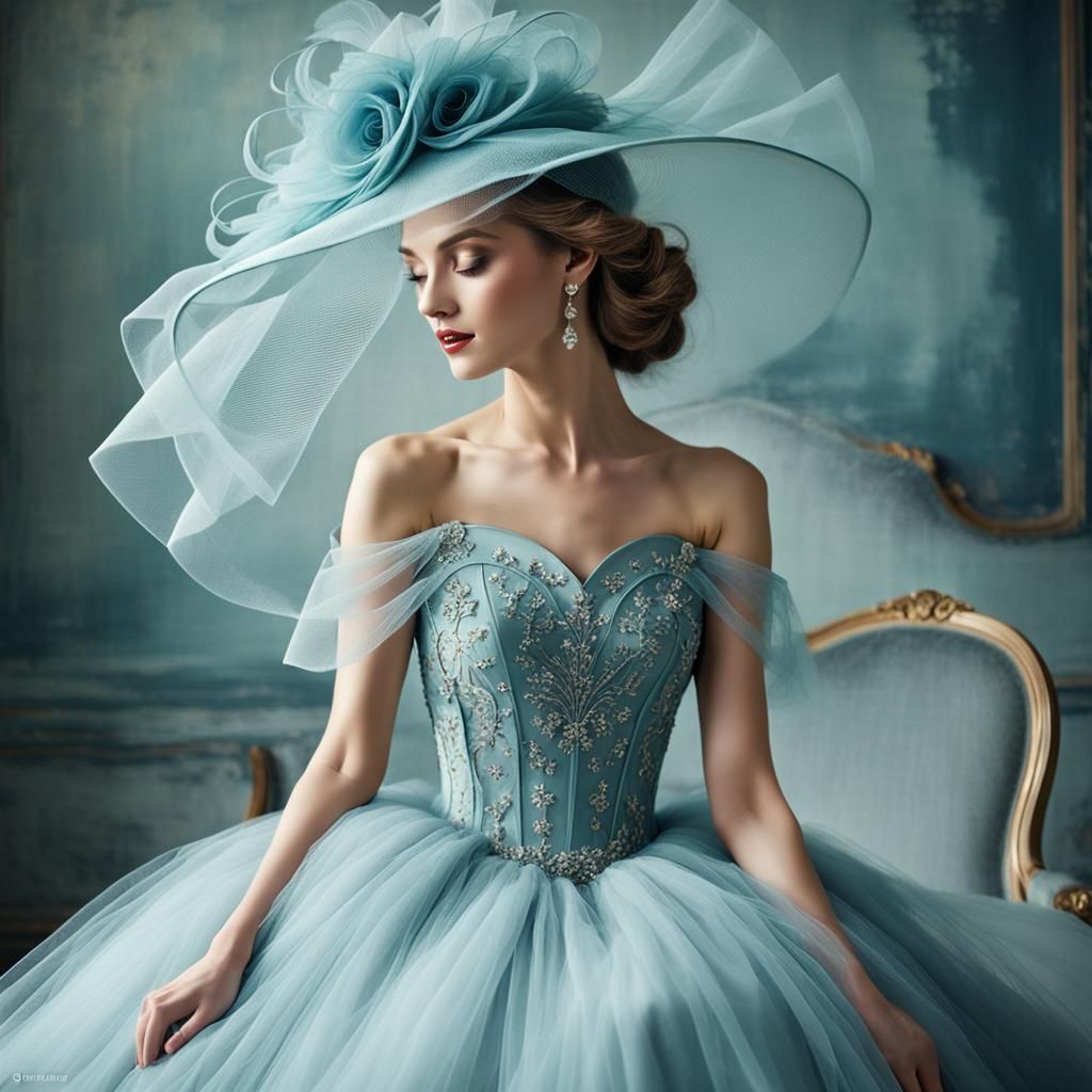 tulle, the picture shows a wonderful dress covered with airy...