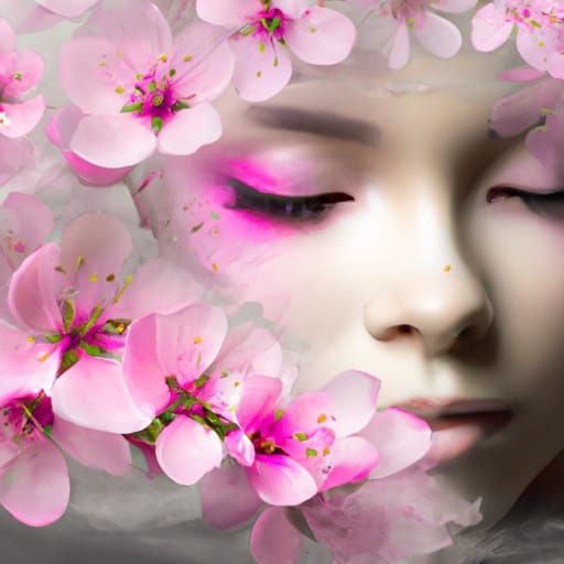 "The delicate petals of the cherry blossoms danced in the gentle spring breeze, painting the sky with a soft shade of pi...