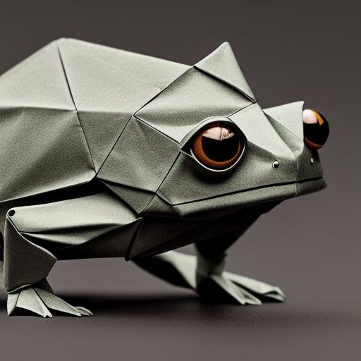 Sad Origami frog, Amazing detailed photography, Steven Belledin, Dan Mumford, Anti-Aliasing, FXAA, De-Noise, Post-P...