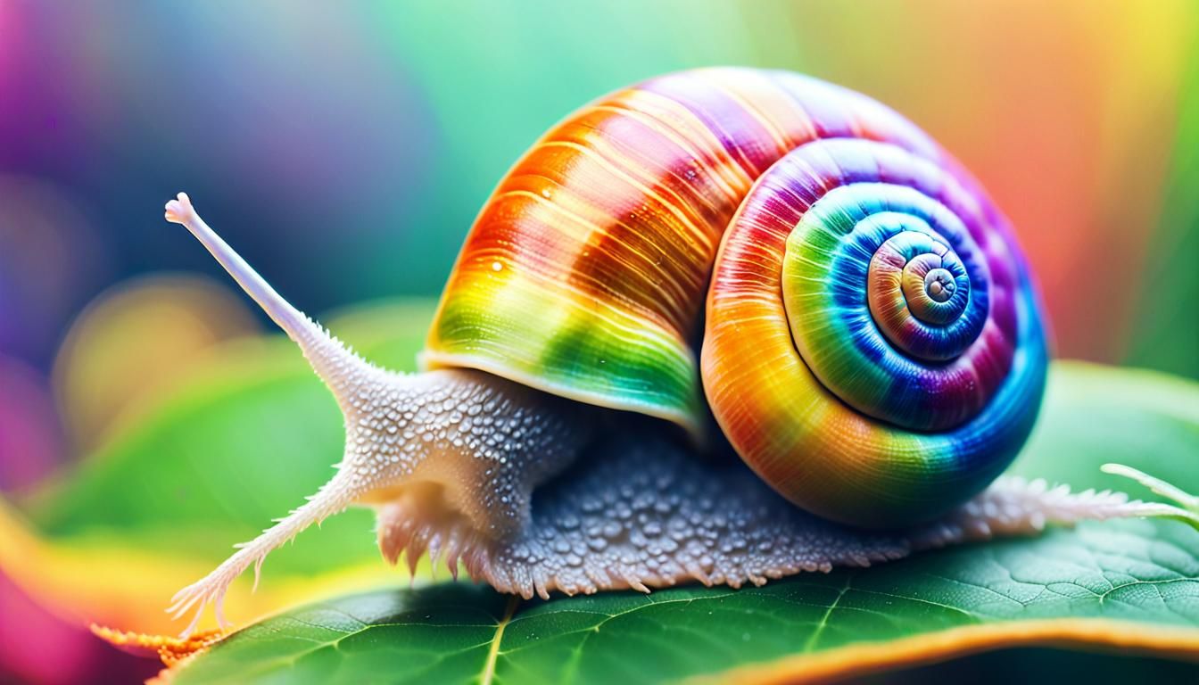 draw a snail with a rainbow colored shell  by @Chippa
