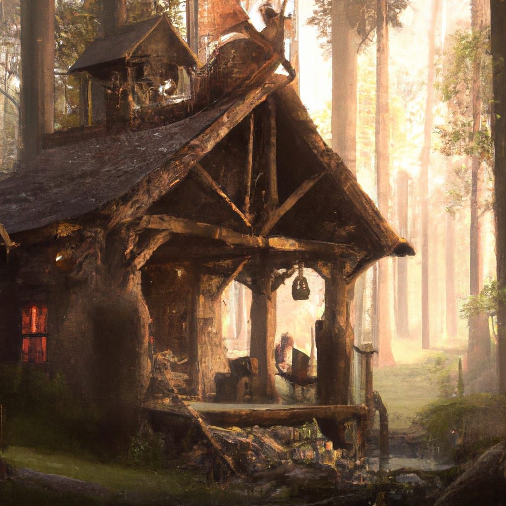 Cabin in the forest with Woodland Critters 