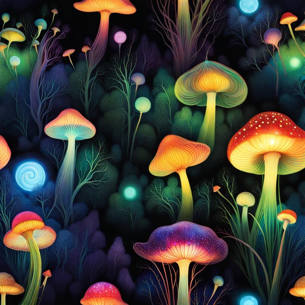 Magical Mushrooms - AI Generated Artwork - NightCafe Creator