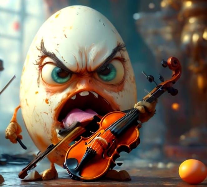 Angry egg violinist