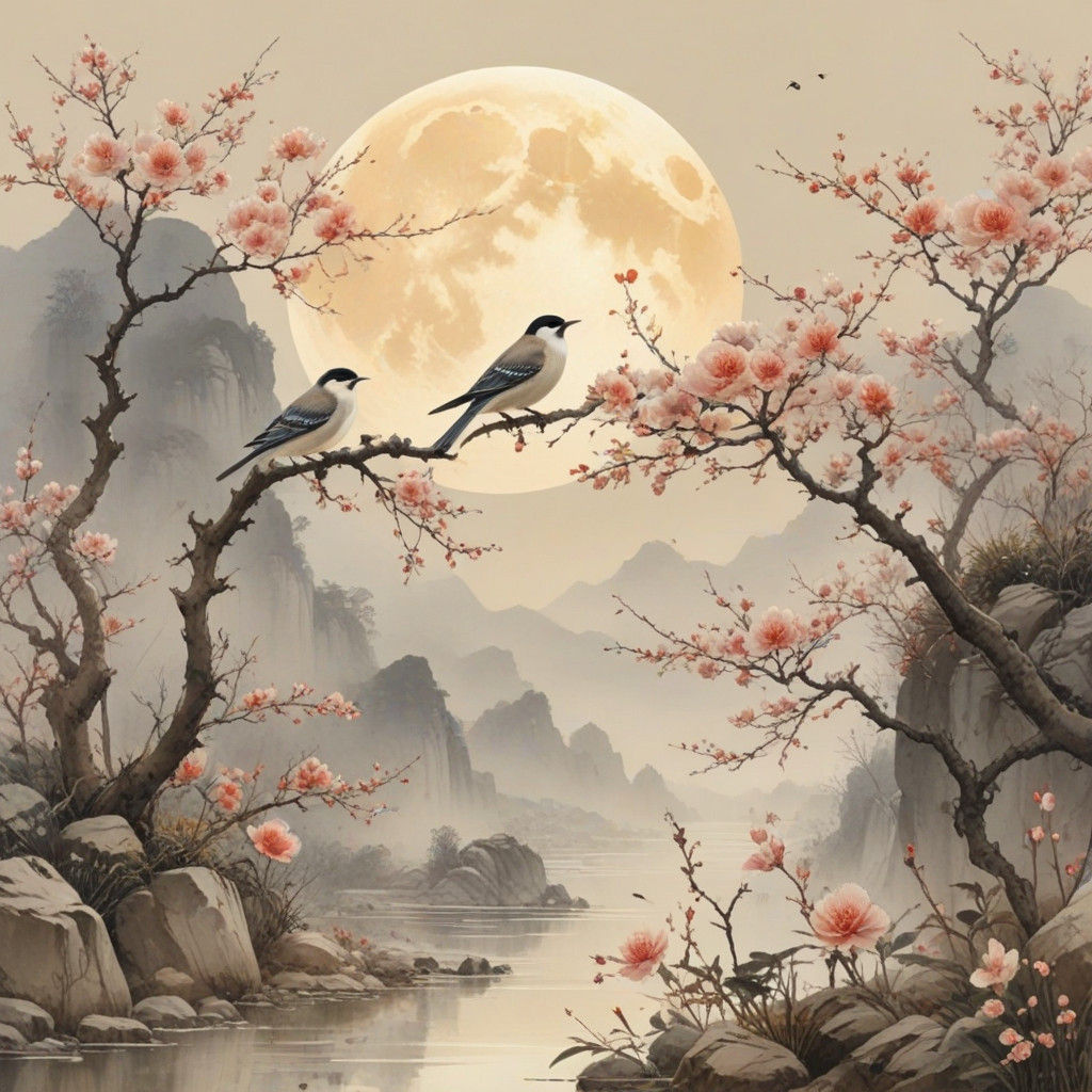 Watercolor art, flowers and birds  by @EllaMoonDesign