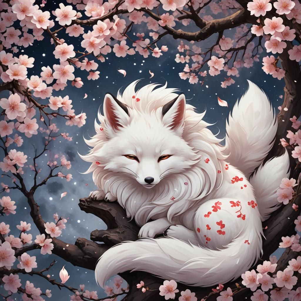 White Nine Tailed sleeping kyuubi