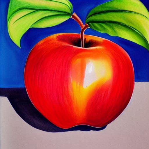 The fruit apple closeup gouache detailed painting