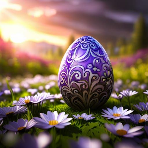 shiny purple painted egg