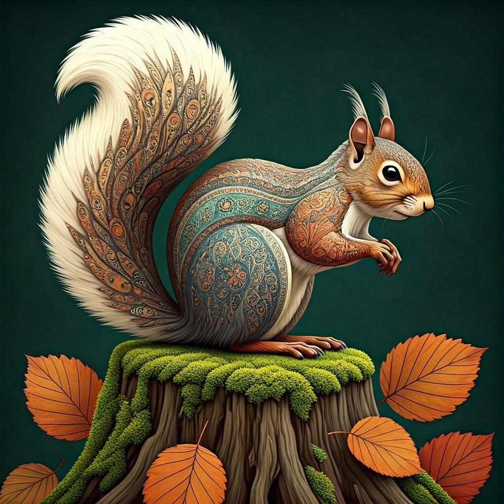 squirrel with a fluffy tail   by @Maria_fairy_id