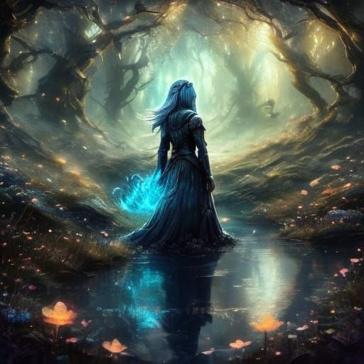 Shadow Woman in Luminous Orange Light