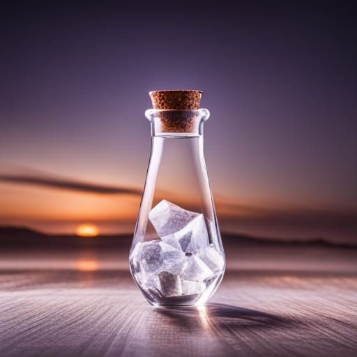 A beautiful shiny clear crystal in a bottle