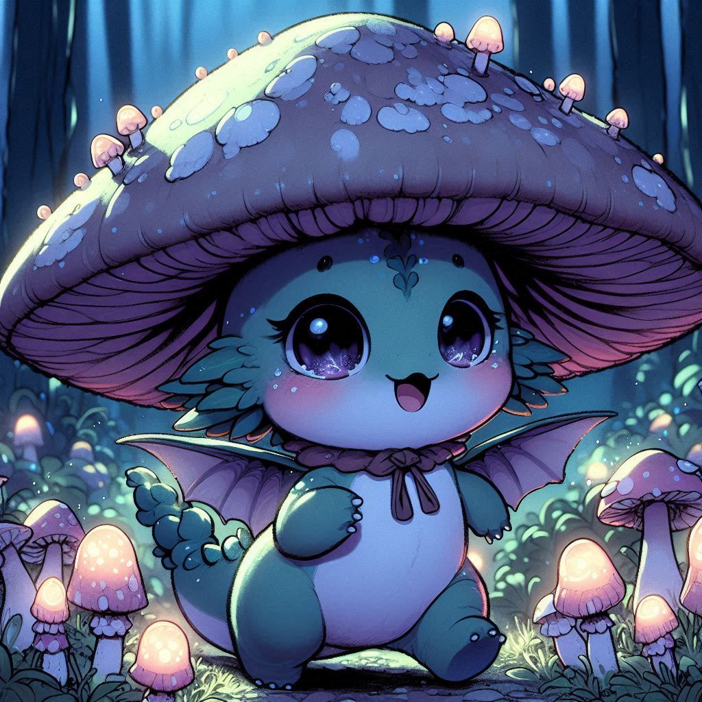 Purple & Green Mushroom Dragon