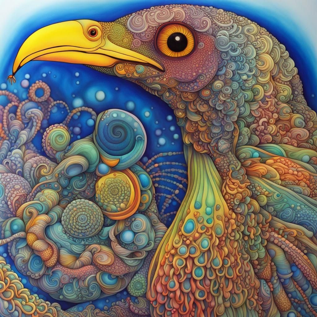 A colourful Zentangle vulture