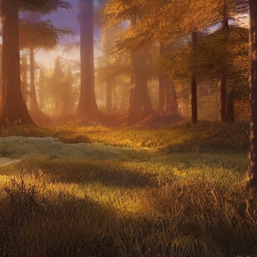 rural forest in golden hour