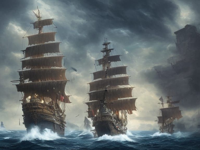 Ghost pirateships - AI Generated Artwork - NightCafe Creator