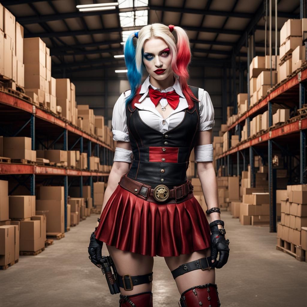 <https://s.mj.run/cRTmcPjkNfc>, <https://s.mj.run/cRTmcPjkNfc> As Harley Quinn, 8k, photo realistic, inside a warehouse,...