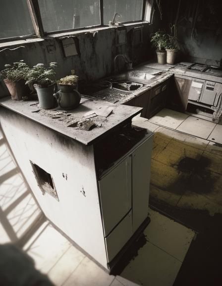 This moderately-sized house looks very modern and is in terrible condition.  The interior is done in colors that remind ...