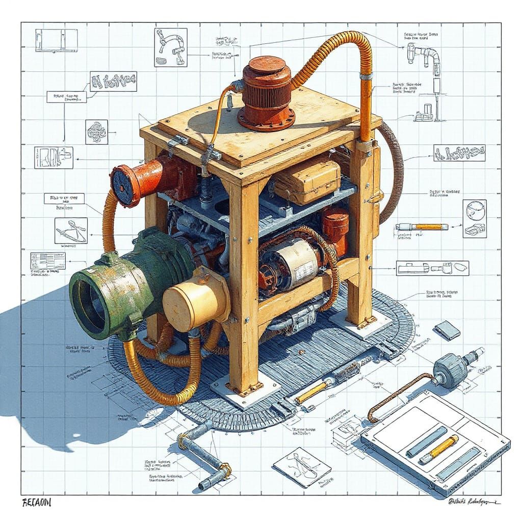 The schematics and blueprints of a machine that cleans garbage out of the ocean 