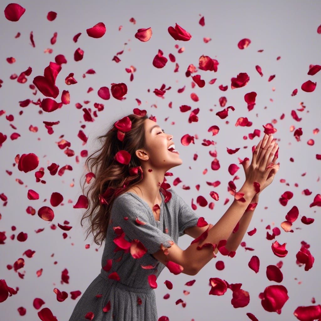 <lora:Kyoot:1.0> close up throwing rose petals, without background