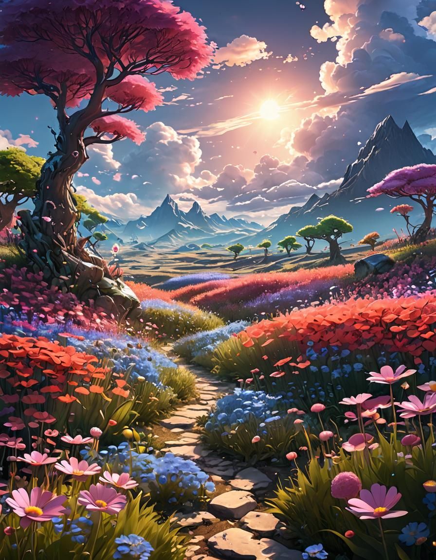 Magical or fantasy landscapes where neon plants and fanyady ...