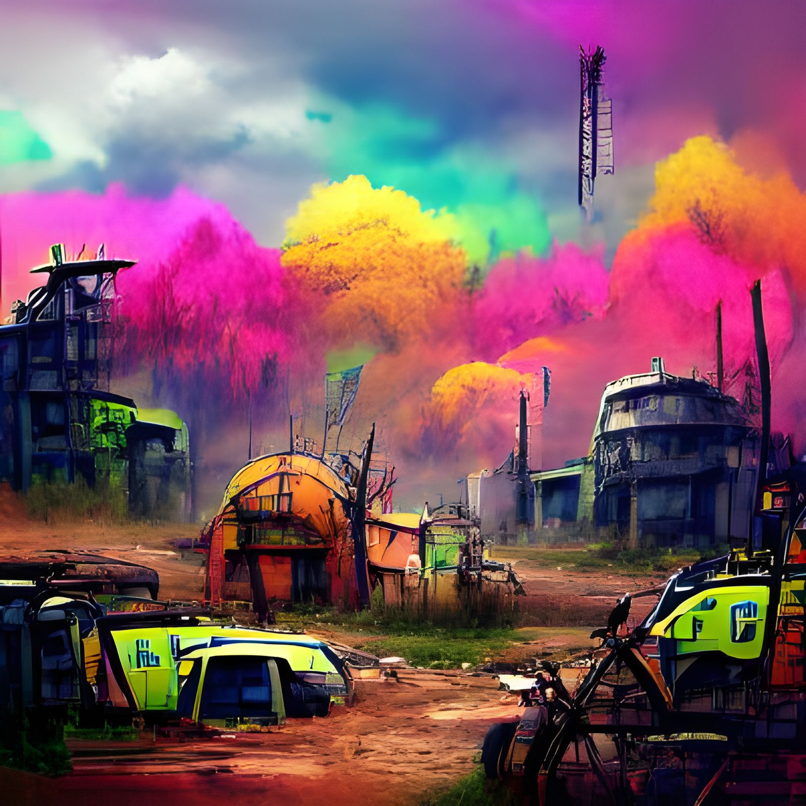 post apocalyptic world colourful