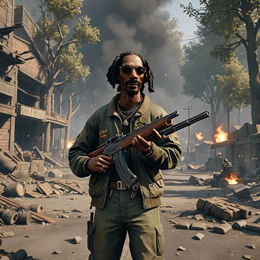snoop dog with a double barrel shotgun in call of duty