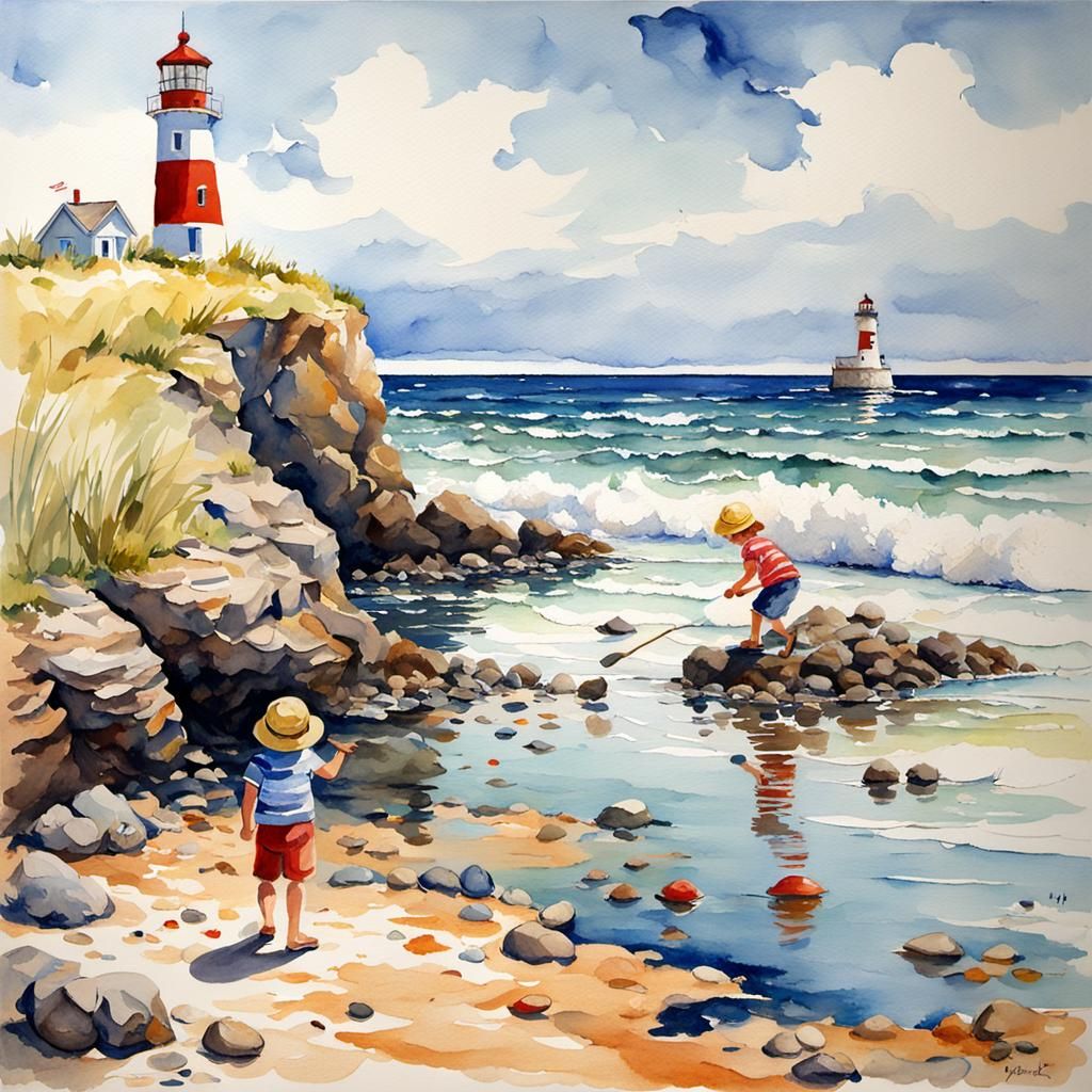 Children exploring tidepools