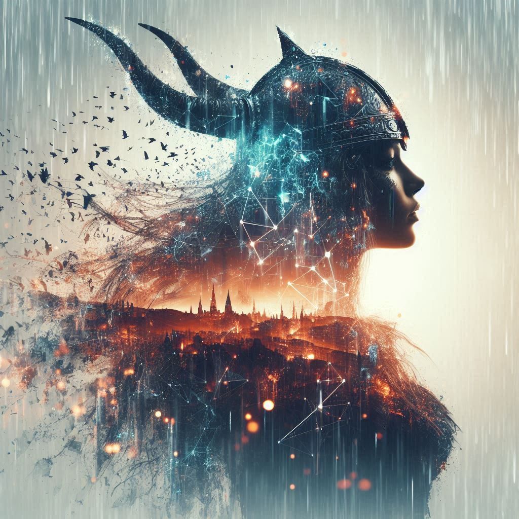 double exposure beautiful fantasy portrait landscape..