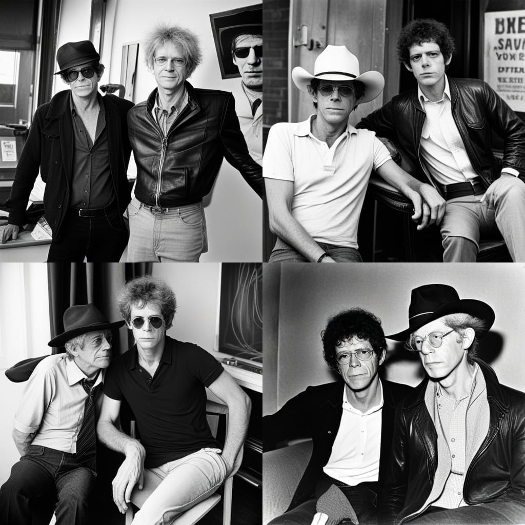 lou reed and andy warhol with a cowboy hat - AI Generated Artwork ...