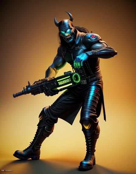 Evil Ernie:  male, ghoulish, athletic-body, full body, underground comix, meticulous texturing, maximalism, fine brushst...