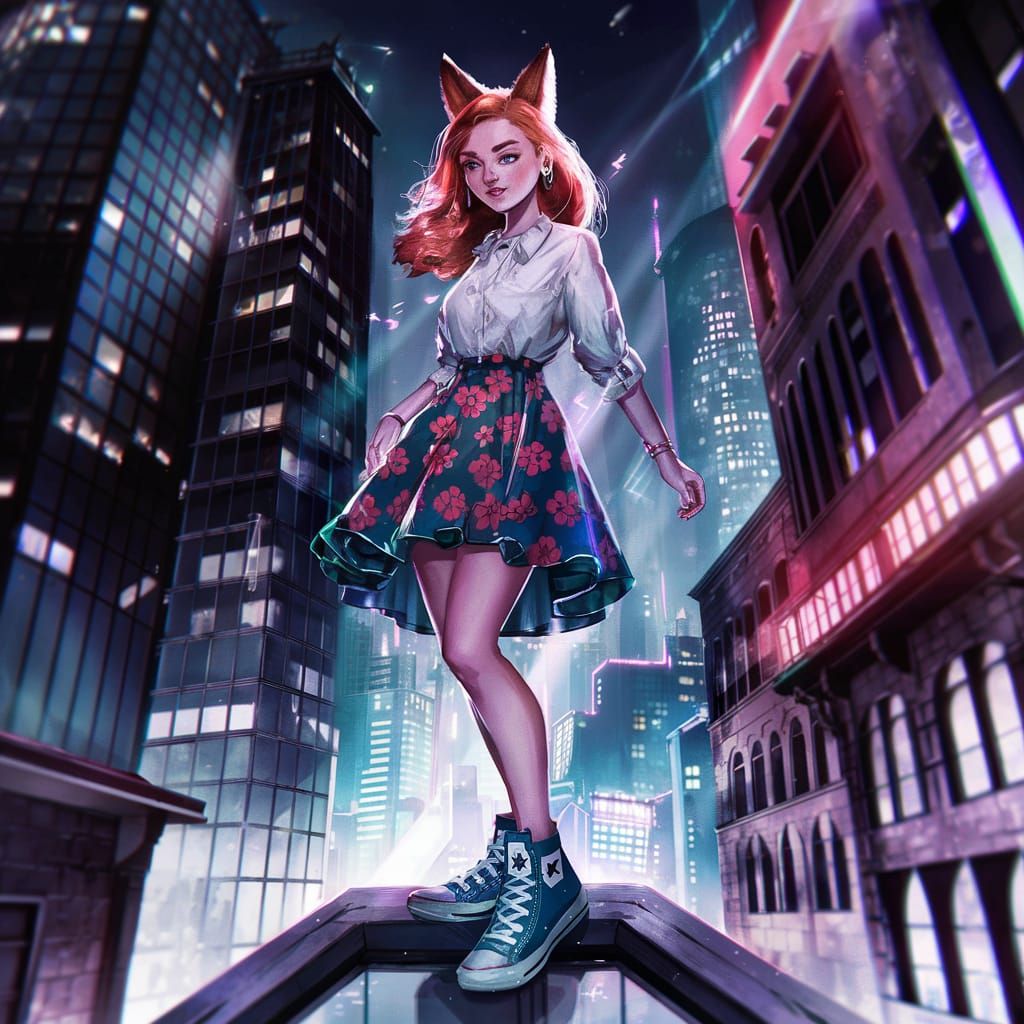 Adorable Fox-girl VIXEN, Neon Districts