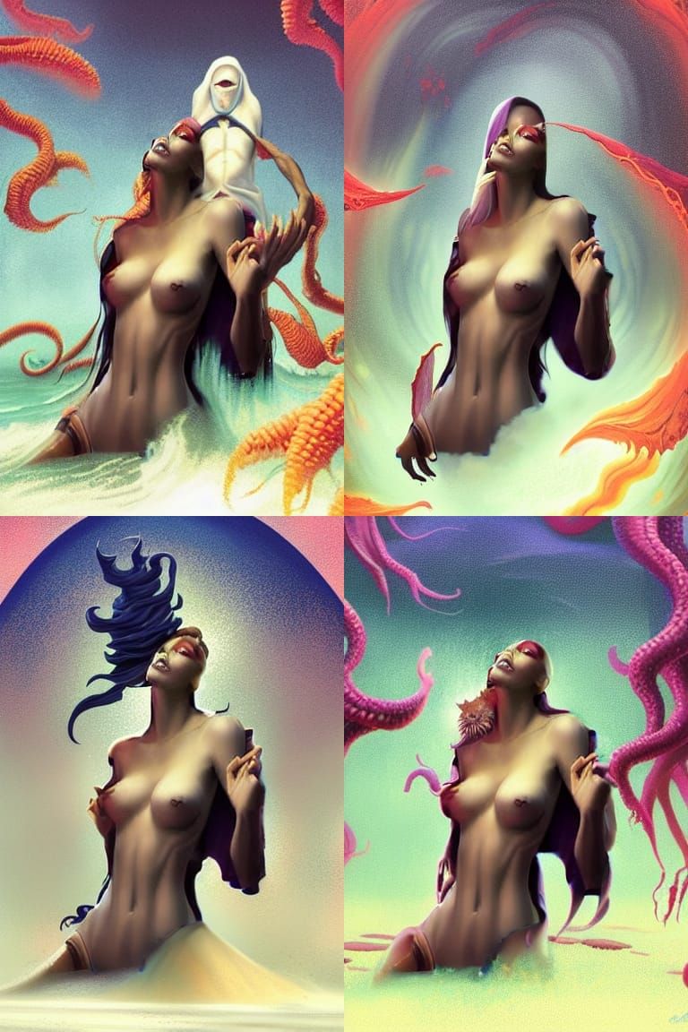 Illithid feasting on woman