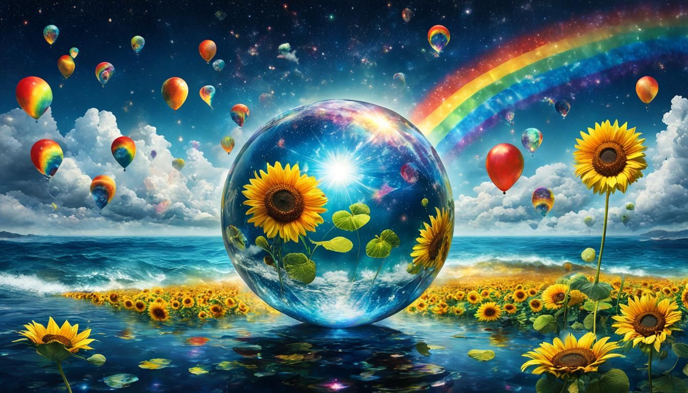 Sparkle Lucky four-leaf clover and Rainbows Starry Electric Lighting Fox Balloons Sunflowers Tie Dye Rainbow Amazing Sta...
