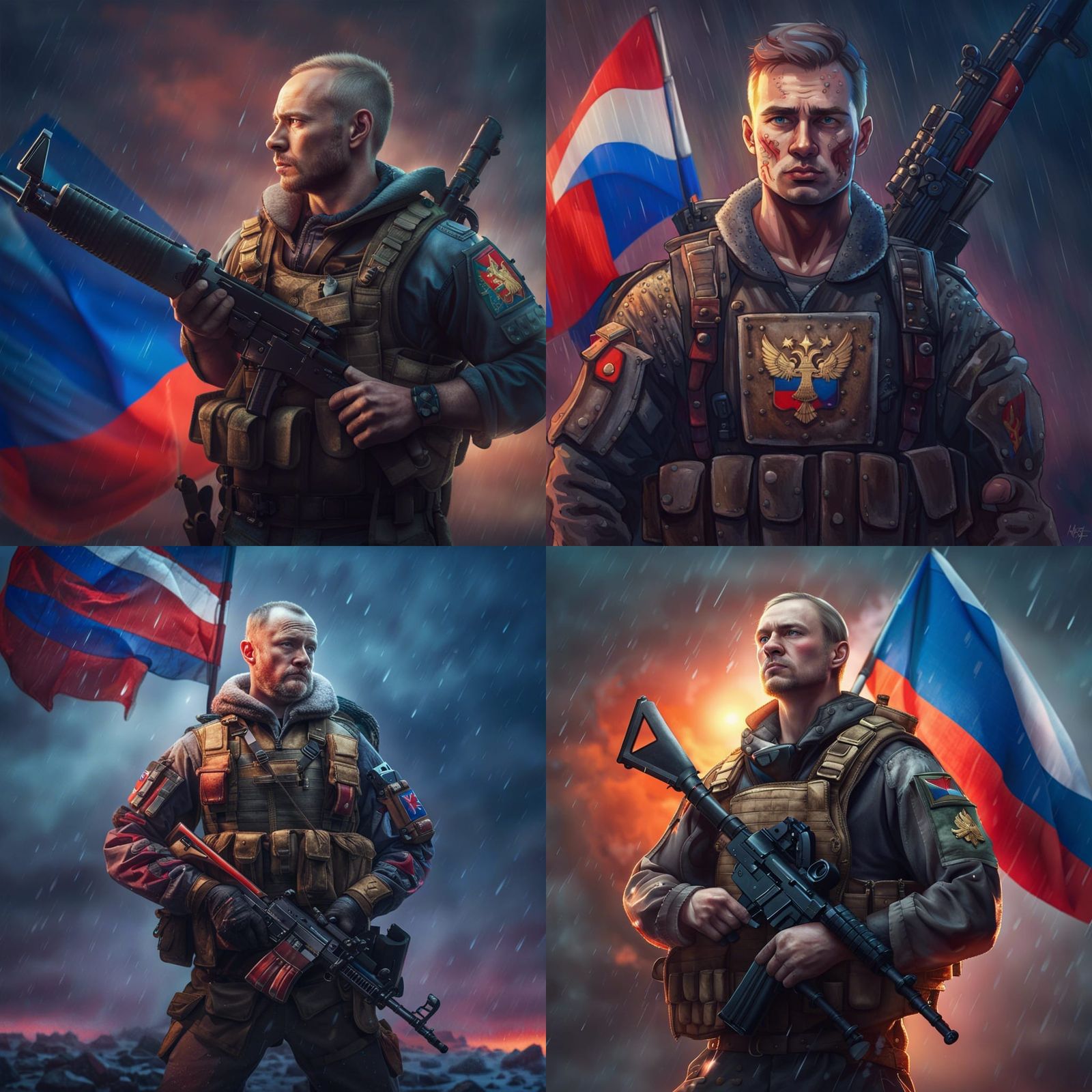 Russian warrior, victorious warrior