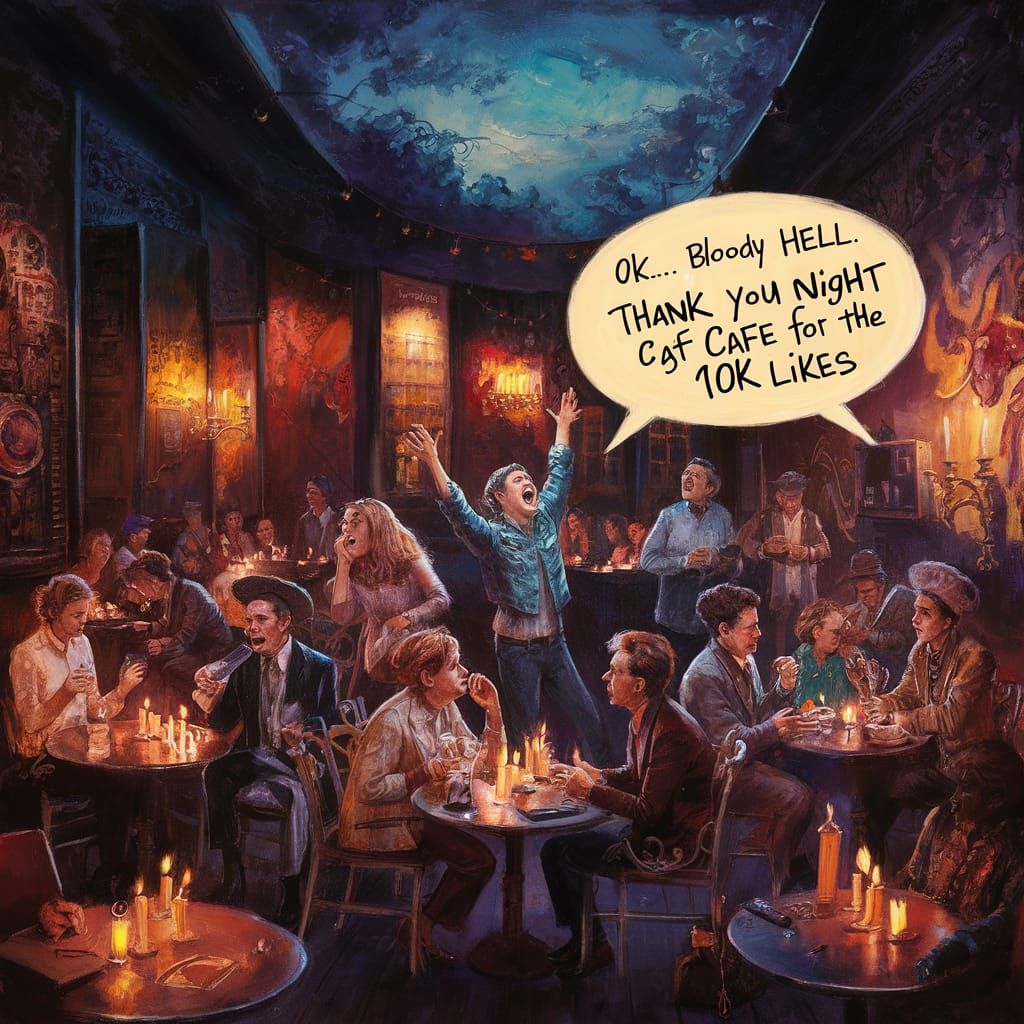 Ok...bloody hell. Thank you Night Cafe for the 10k likes.