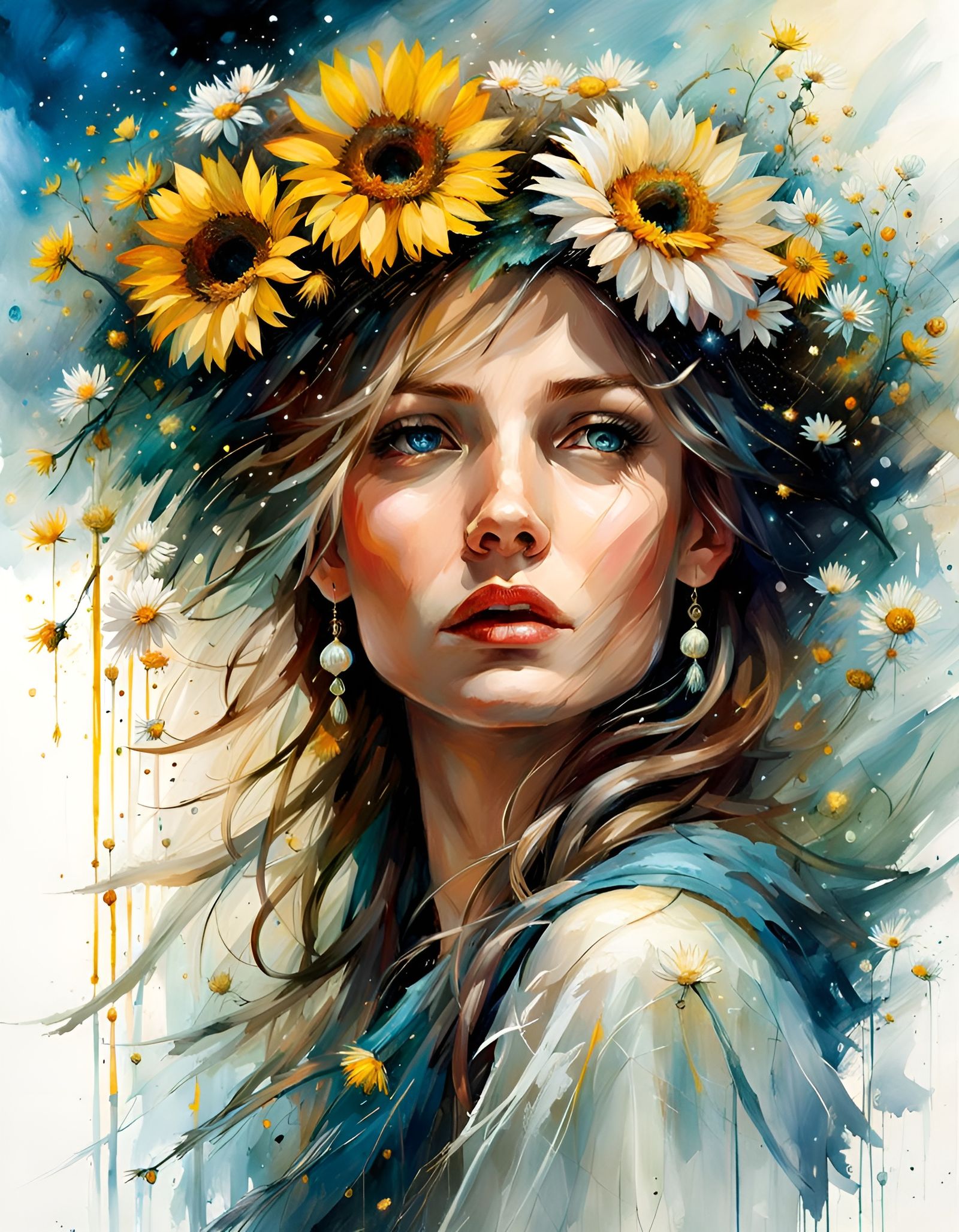 Sunflower Portrait - AI Generated Artwork - NightCafe Creator