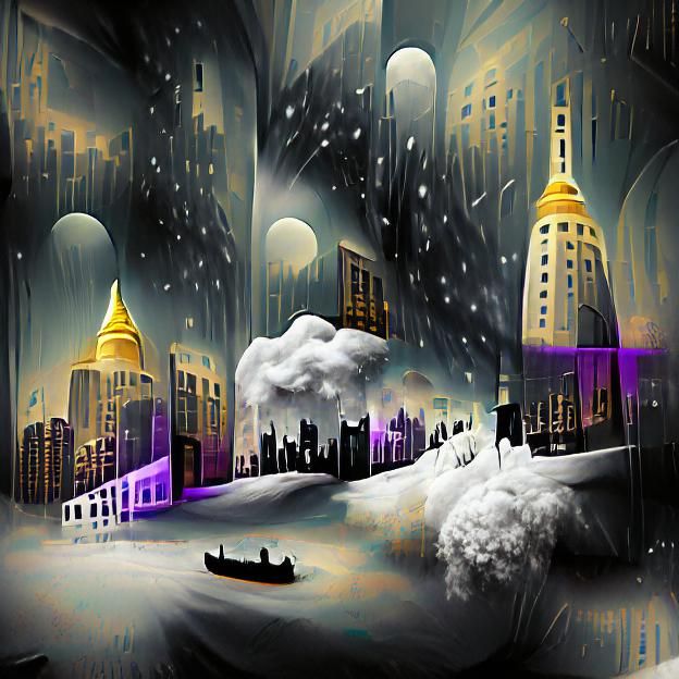 Snow Storm over the city