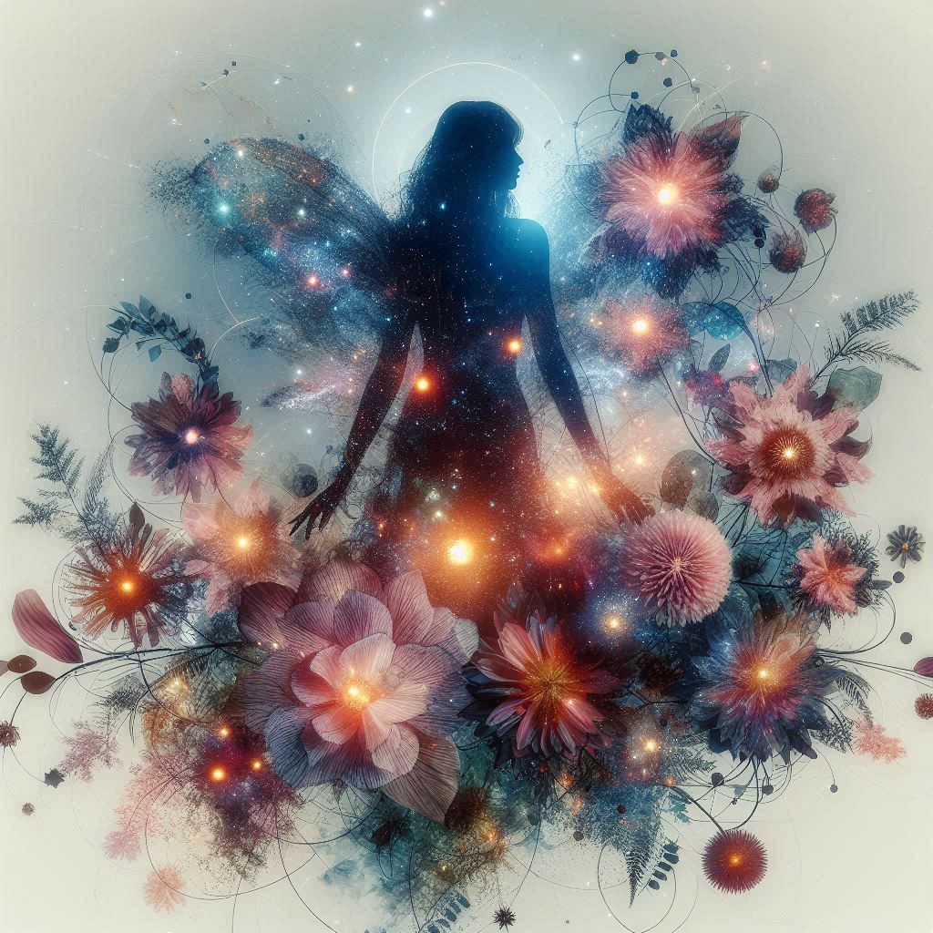 double exposure beautiful fantasy portrait landscape..