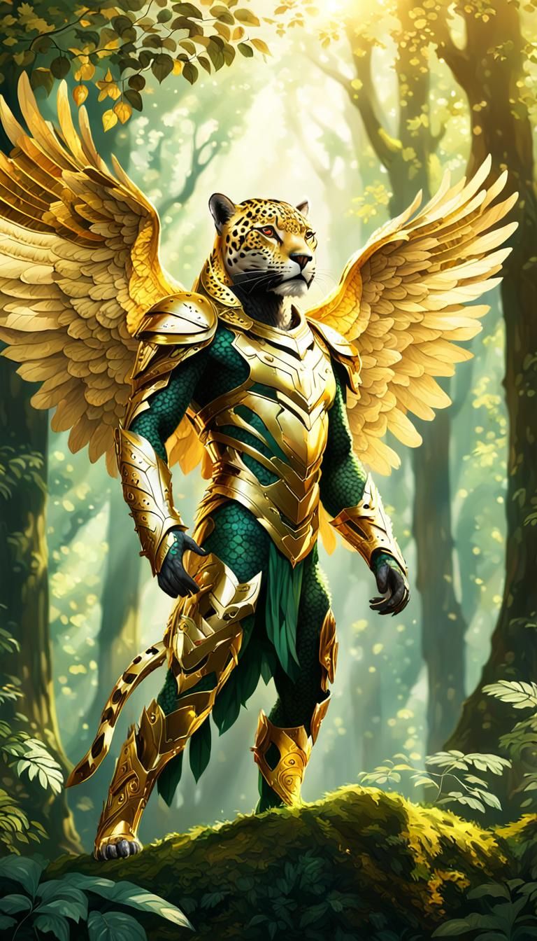 Powerful jaguar angel