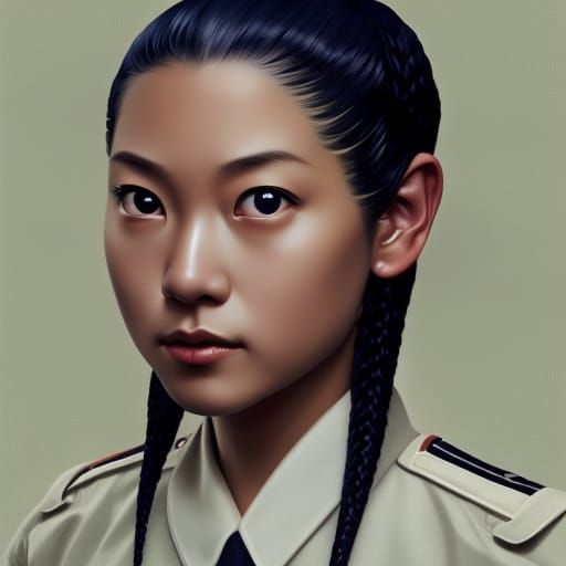 cute Japanese girl with cornrows hairstyles,  with navy uniform. half-body picture, big eyes, 
Japanese drawing style