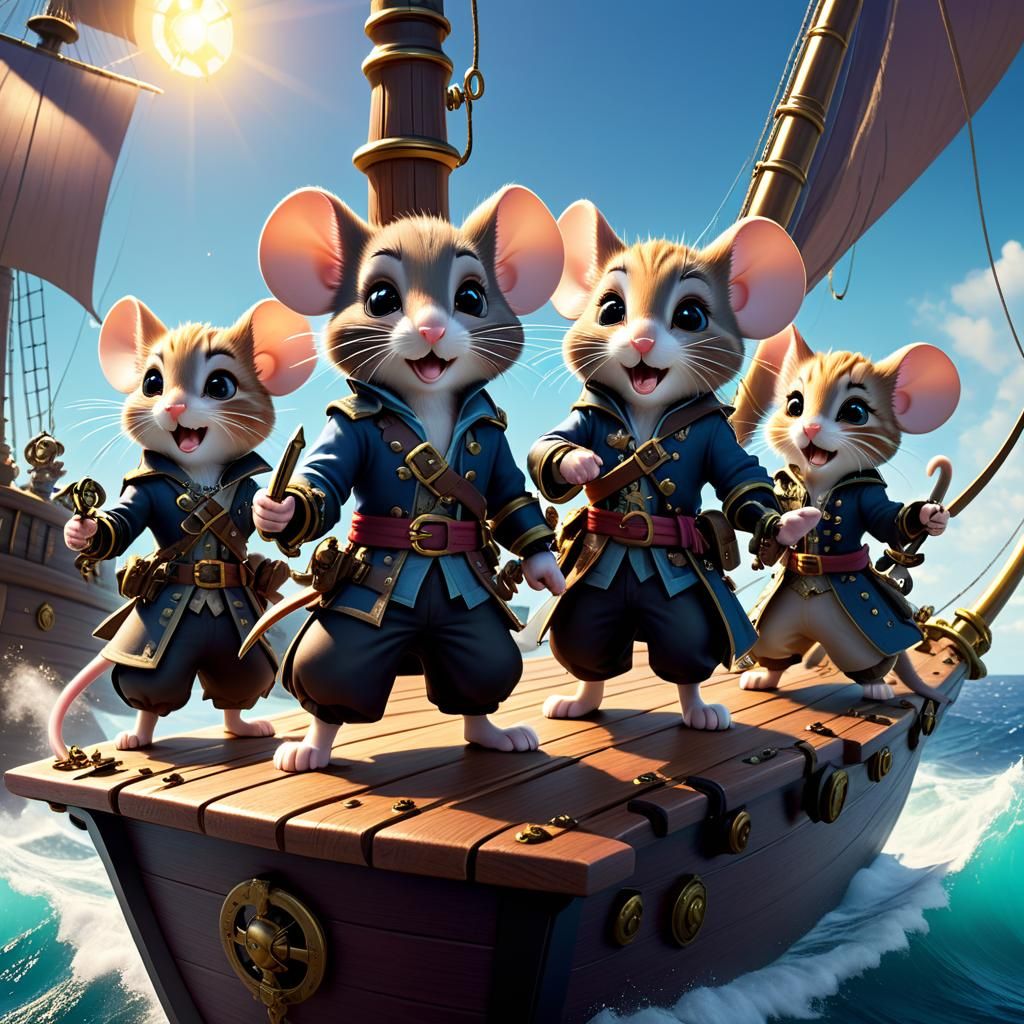 Cute mice sailing the high seas - AI Generated Artwork - NightCafe Creator