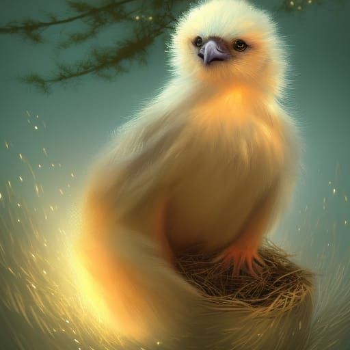portrait of a cute whimsical furry chibi soft_golden_eaglet ...