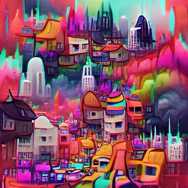 Strange colorful city