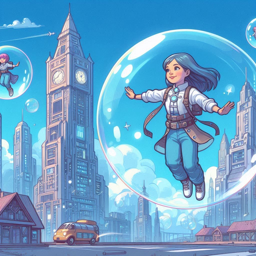 Flying in the bubbles.