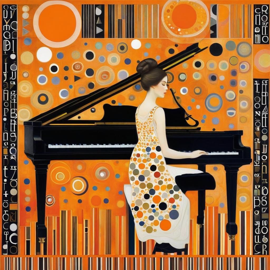 Pianist in orange.