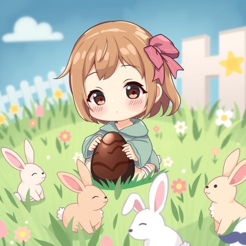 Chibi Anime Girl Discovers Hidden Chocolate Eggs in a Lush G...