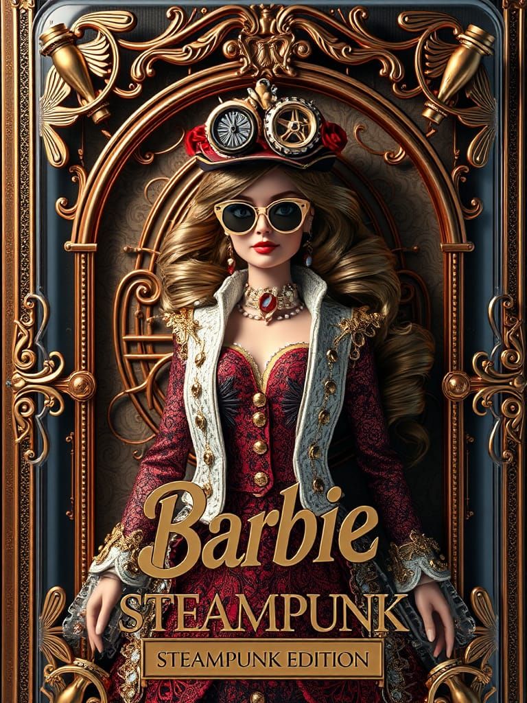 Steampunk Barbie in a blister pack - lettering 'Barbie
Steampunk edition '  by @Alison