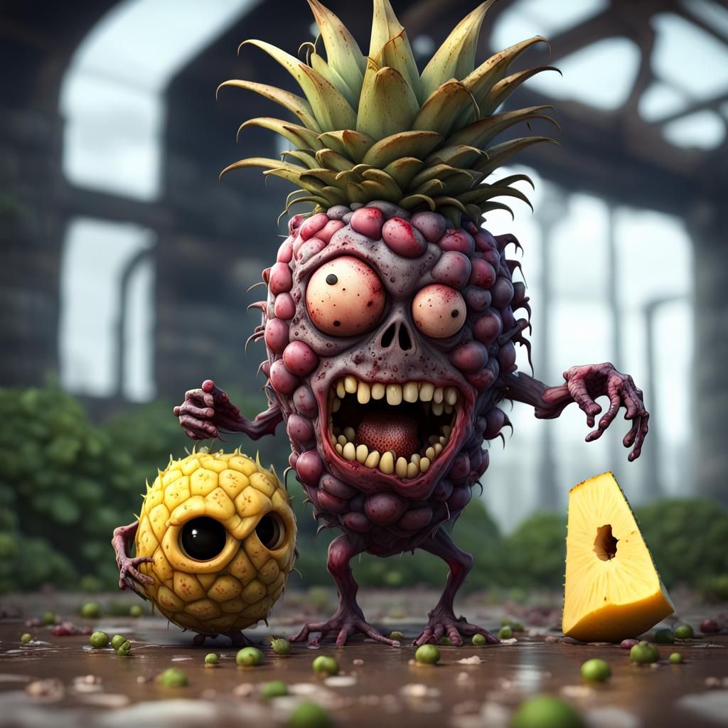 ZombieFruit Characters pineapple 🍍🧟‍♂️ AI Generated Artwork