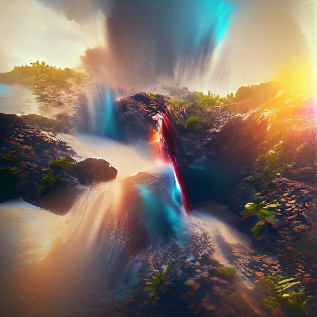 Light over the waterfall